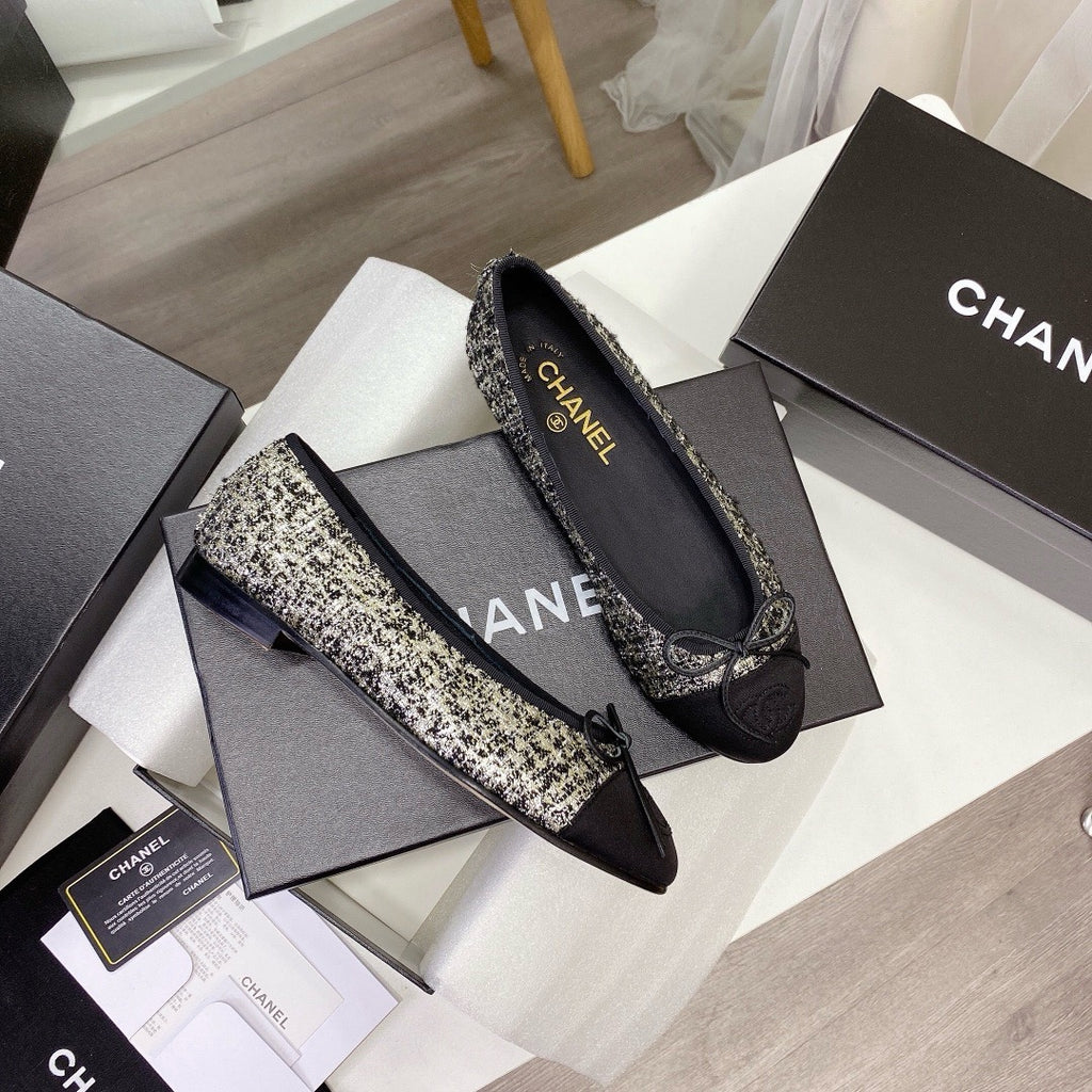 Chanel Ballet Tweed Flats