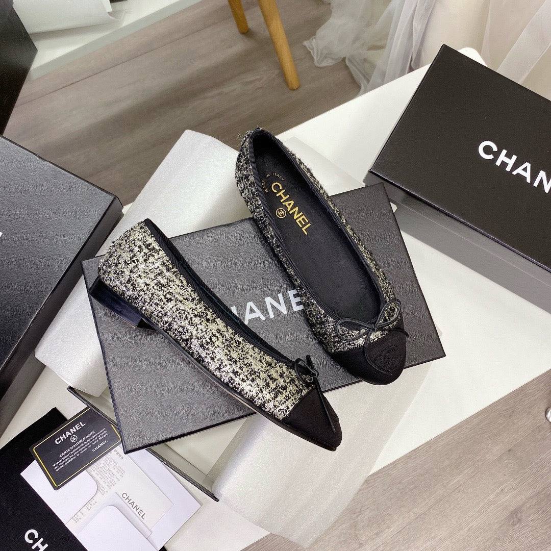Chanel Ballet Tweed Flats