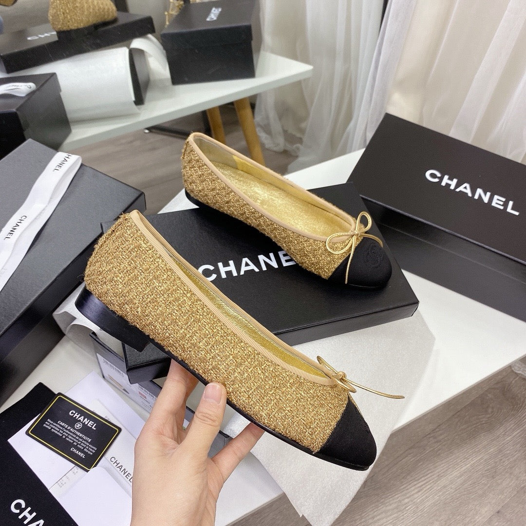Chanel Ballet Tweed Flats