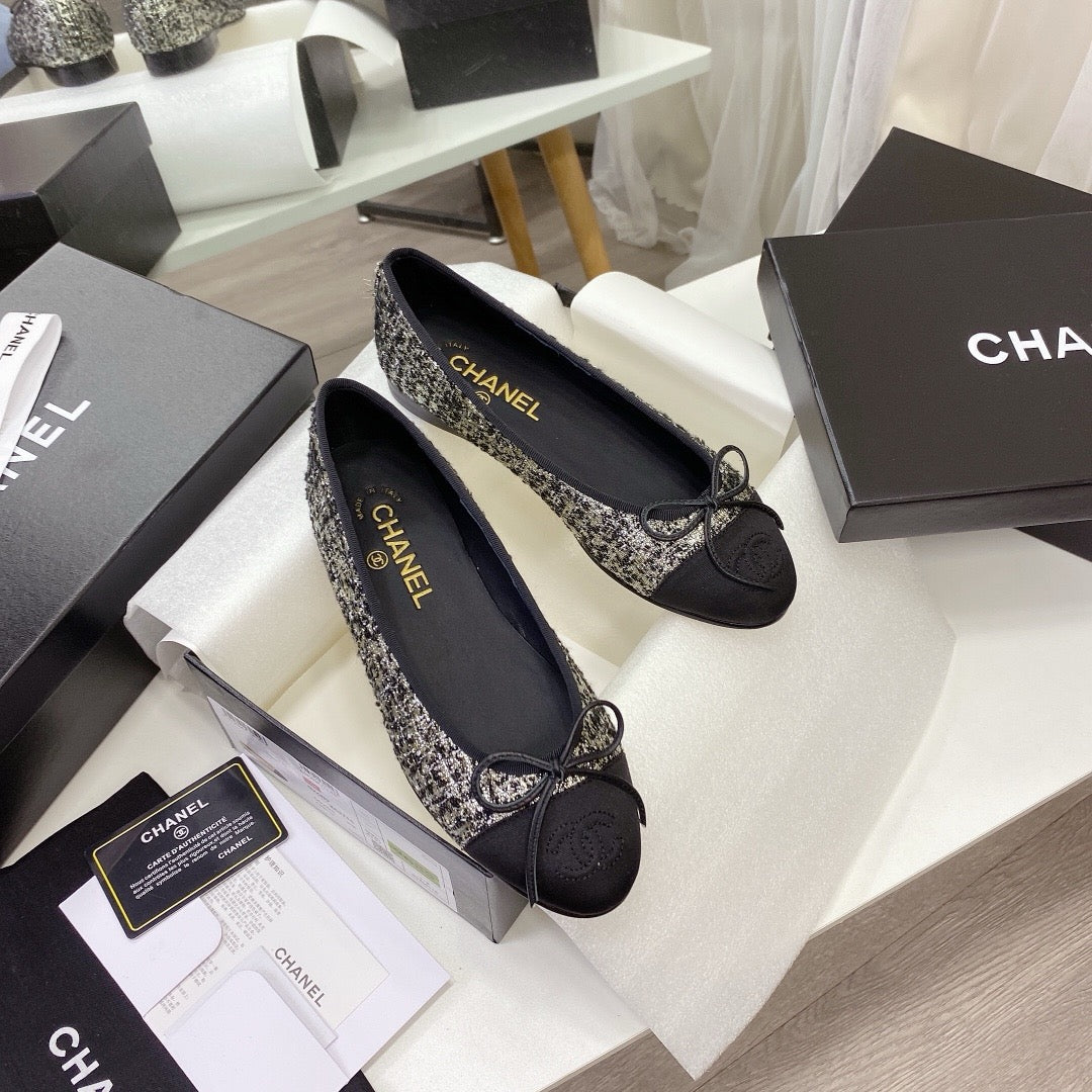 Chanel Ballet Tweed Flats