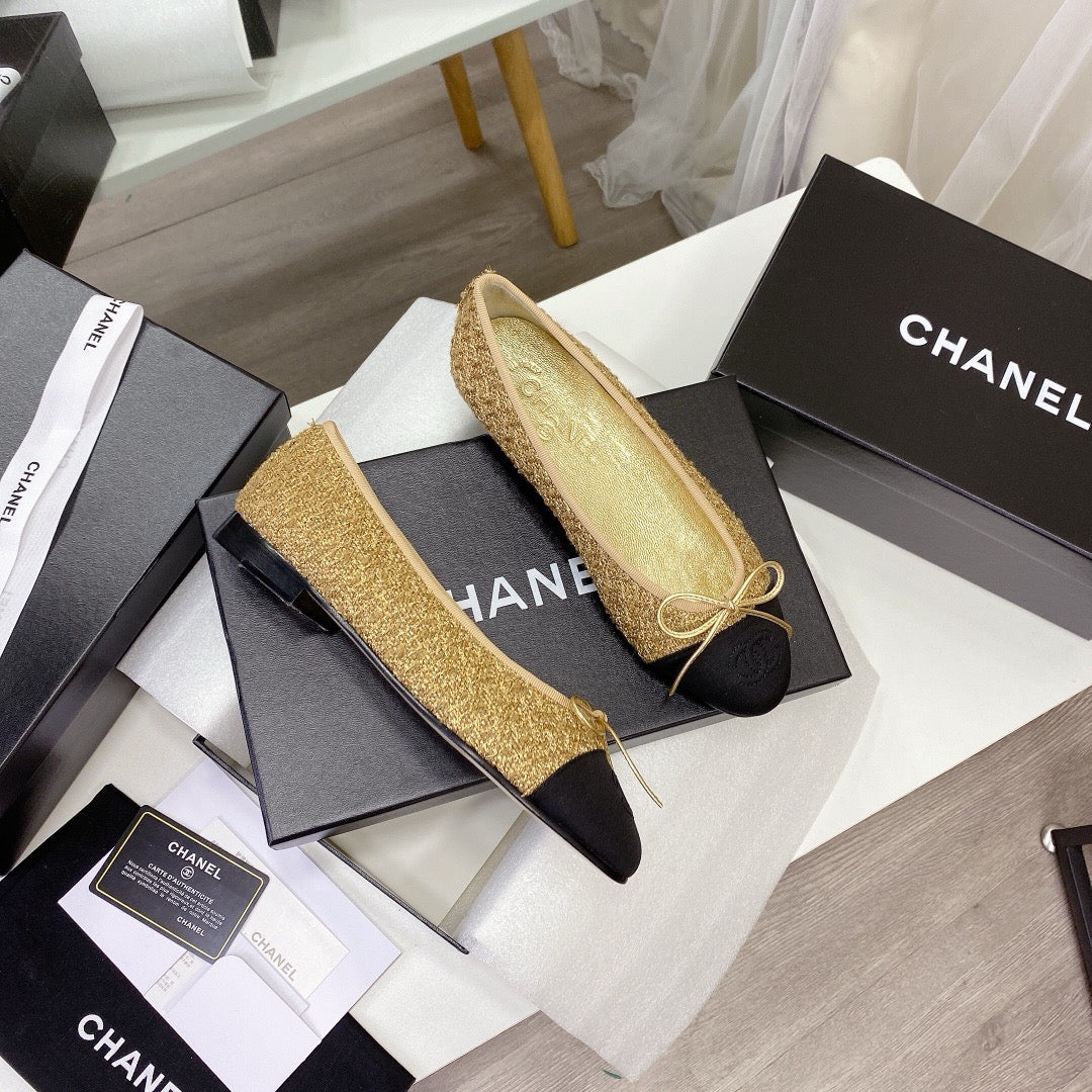 Chanel Ballet Tweed Flats
