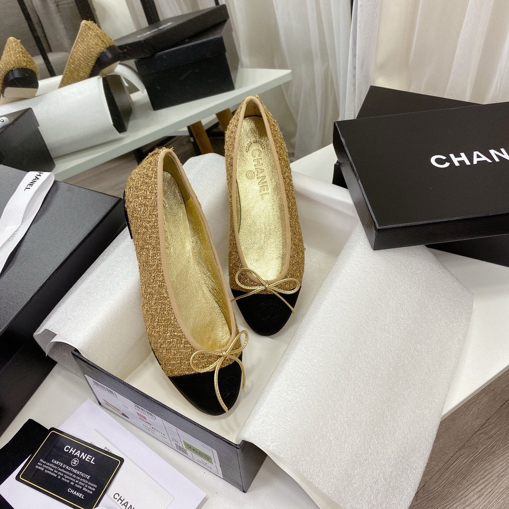 Chanel Ballet Tweed Flats