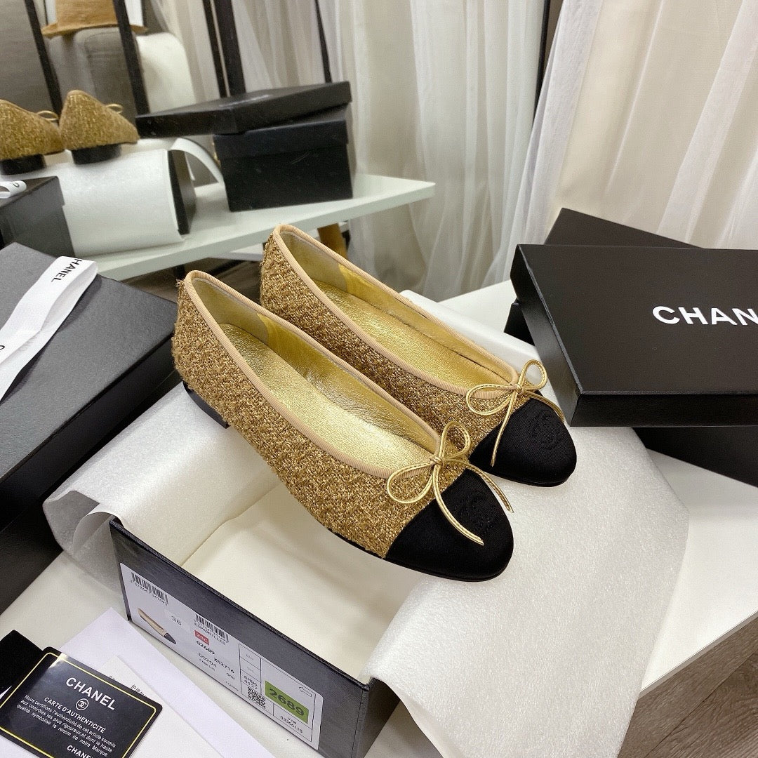 Chanel Ballet Tweed Flats