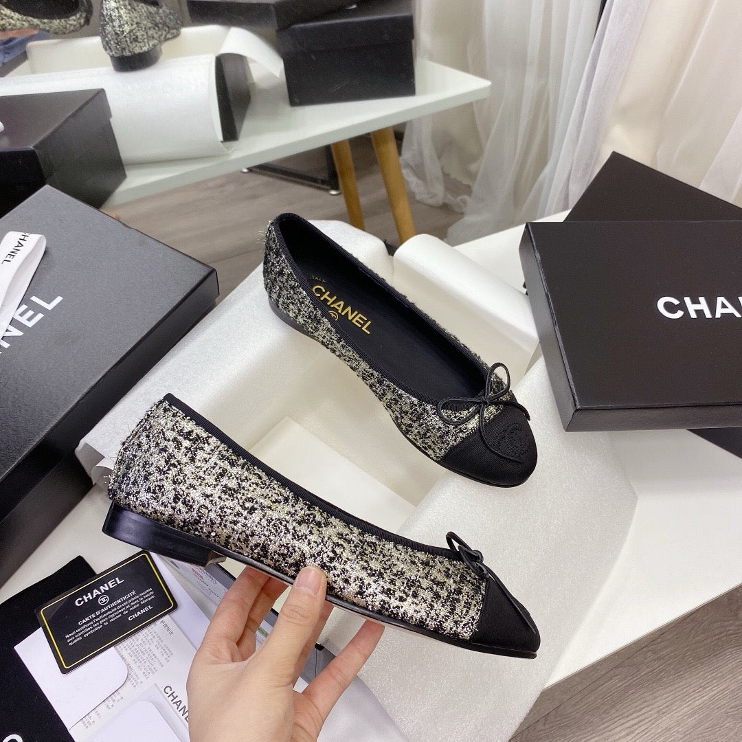 Chanel Ballet Tweed Flats