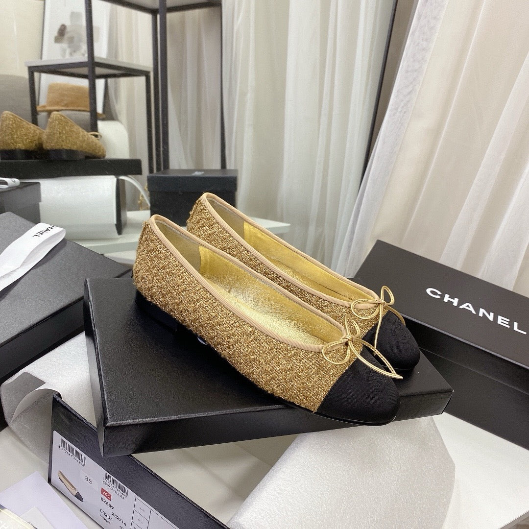 Chanel Ballet Tweed Flats