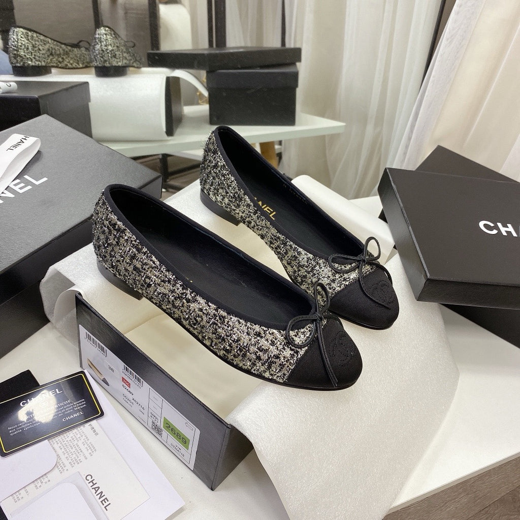 Chanel Ballet Tweed Flats